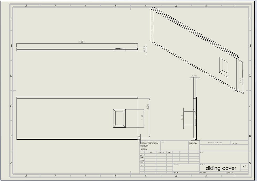 Sliding Cover CAD & Orthographic views